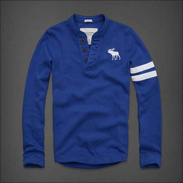 Abercrombie Fitch Hombres Ponte de pie de cuello Largo Remera AF6197